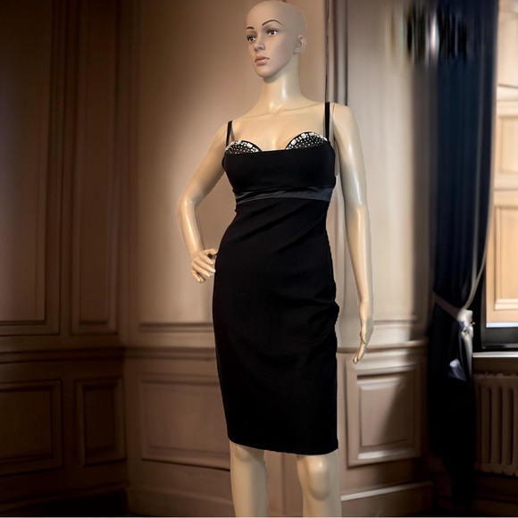 Victoria's Secret Dresses & Skirts - Victoria’s Secret EUC Sexy Rhinestone Studded Spaghetti Strap Black Dress (0449)